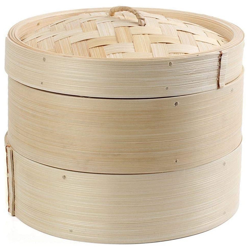 Steamer Bamboo Set - 뚜껑이 달린 대나무 스티머 2 단