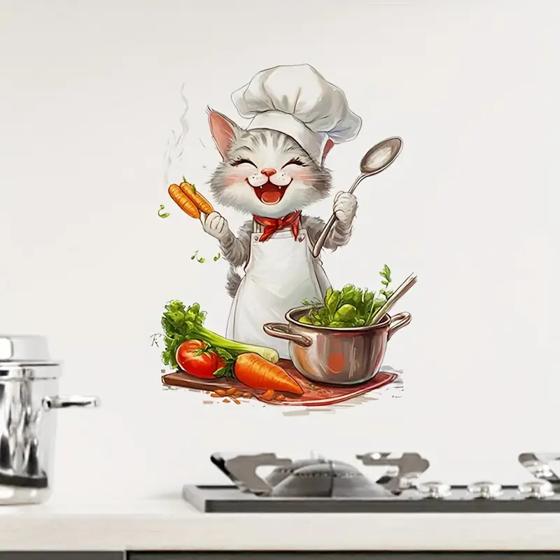 Home Cooking For Cats - 만화 고양이 요리 스티커, 집, 캐비닛,