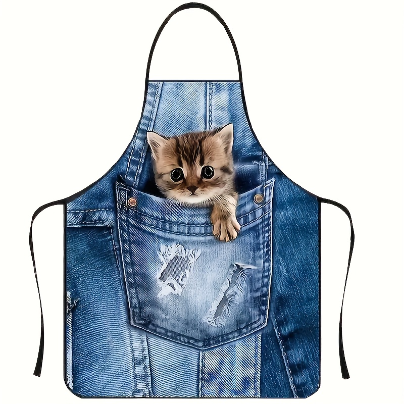 Home Cooking For Cats - 1pc 귀여운 데님 블루 포켓 고양이