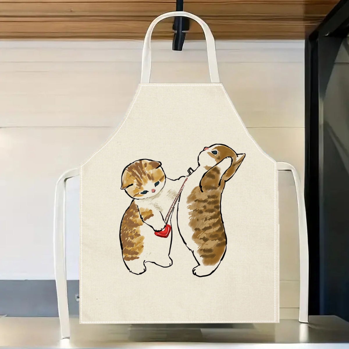 Home Cooking For Cats - 1pc 귀여운 고양이 놀이 앞치마 리넨