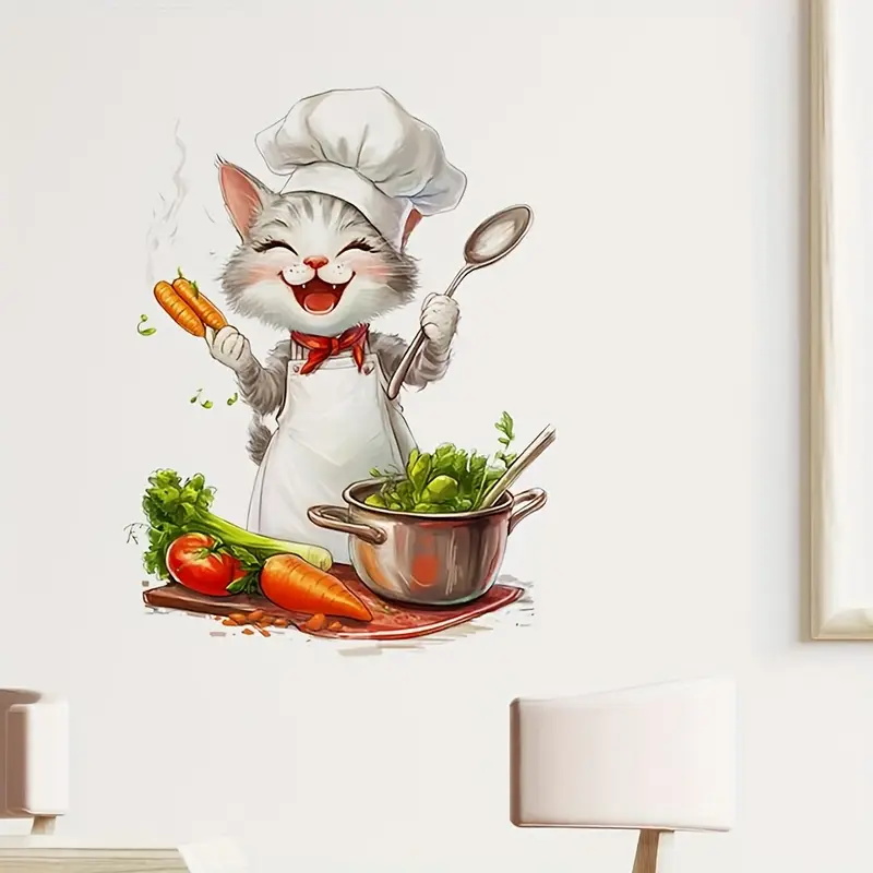 만화 고양이 요리 스티커, 집, 캐비닛, 냉장고, 문, - Home Cooking For Cats 리뷰 및 가격