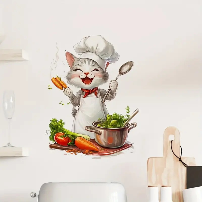 만화 고양이 요리 스티커, 집, 캐비닛, 냉장고, 문, - Home Cooking For Cats 리뷰 및 가격