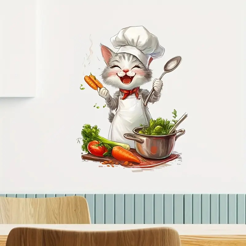 만화 고양이 요리 스티커, 집, 캐비닛, 냉장고, 문, - Home Cooking For Cats 리뷰 및 가격