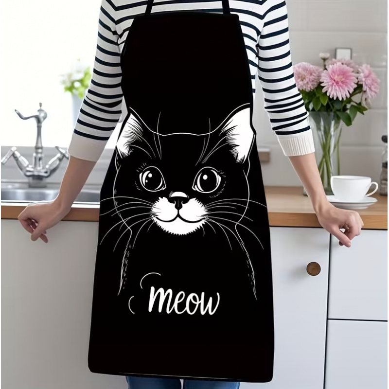 귀여운 검은 고양이 프린트 앞치마, 1피스, 가정용 바 - Home Cooking For Cats 리뷰 및 가격