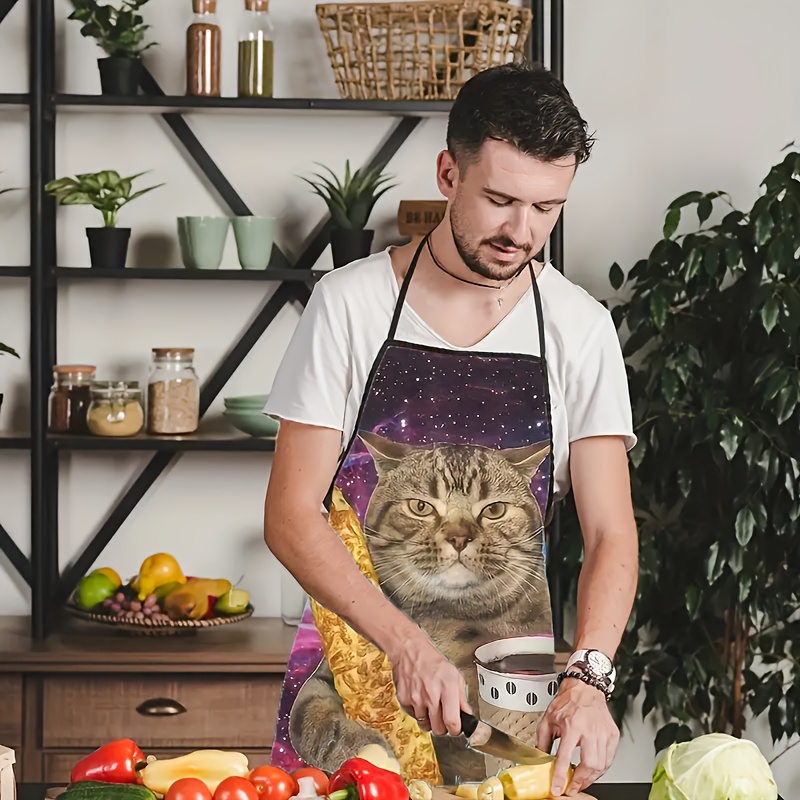 갈럭시 테이비 고양이 맥주잔을 든 프린트 주방 앞치마  - Home Cooking For Cats 리뷰 및 가격