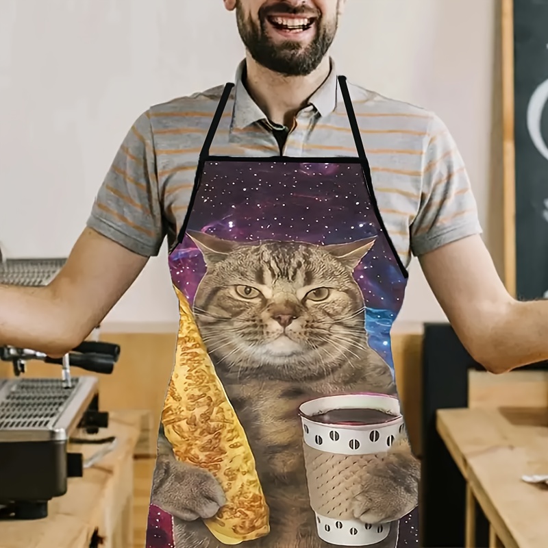 갈럭시 테이비 고양이 맥주잔을 든 프린트 주방 앞치마  - Home Cooking For Cats 리뷰 및 가격
