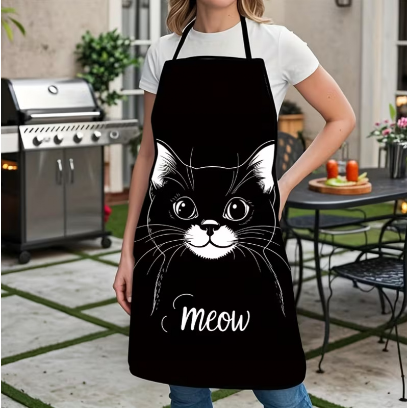 재미있는 동물 테마 앞치마 1개, 귀여운 검은 고양이  - Home Cooking For Cats 리뷰 및 가격