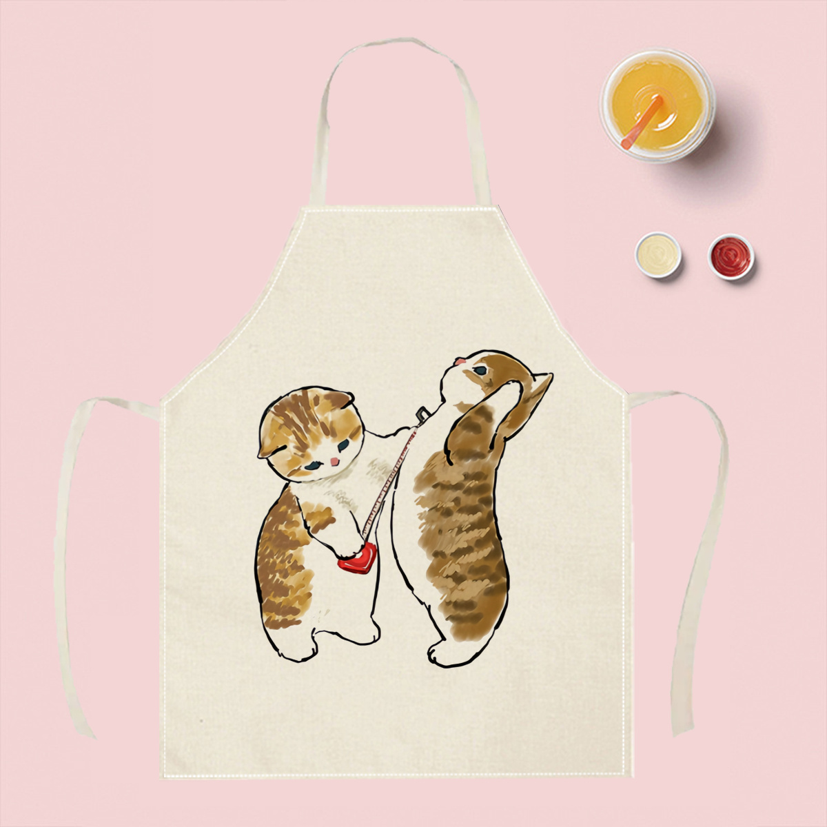 1pc 귀여운 고양이 놀이 앞치마 리넨 패브릭 주방 요 - Home Cooking For Cats 리뷰 및 가격