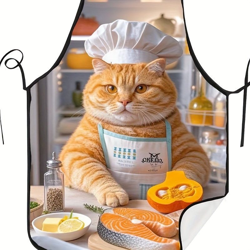 1pc 재미있는 오렌지색 고양이 요리사 앞치마, 장난스 - Home Cooking For Cats 리뷰 및 가격
