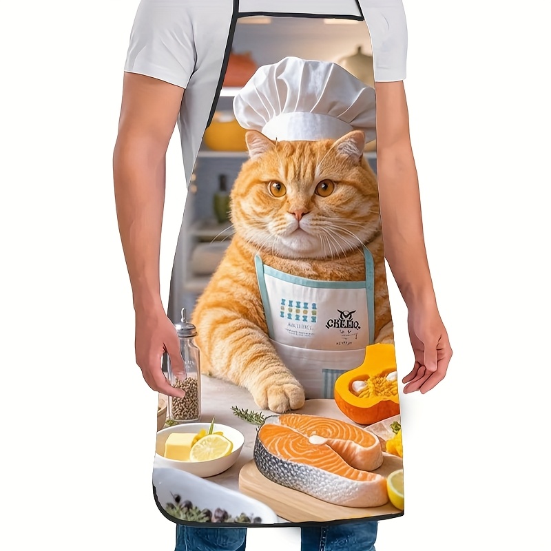1pc 재미있는 오렌지색 고양이 요리사 앞치마, 장난스 - Home Cooking For Cats 리뷰 및 가격