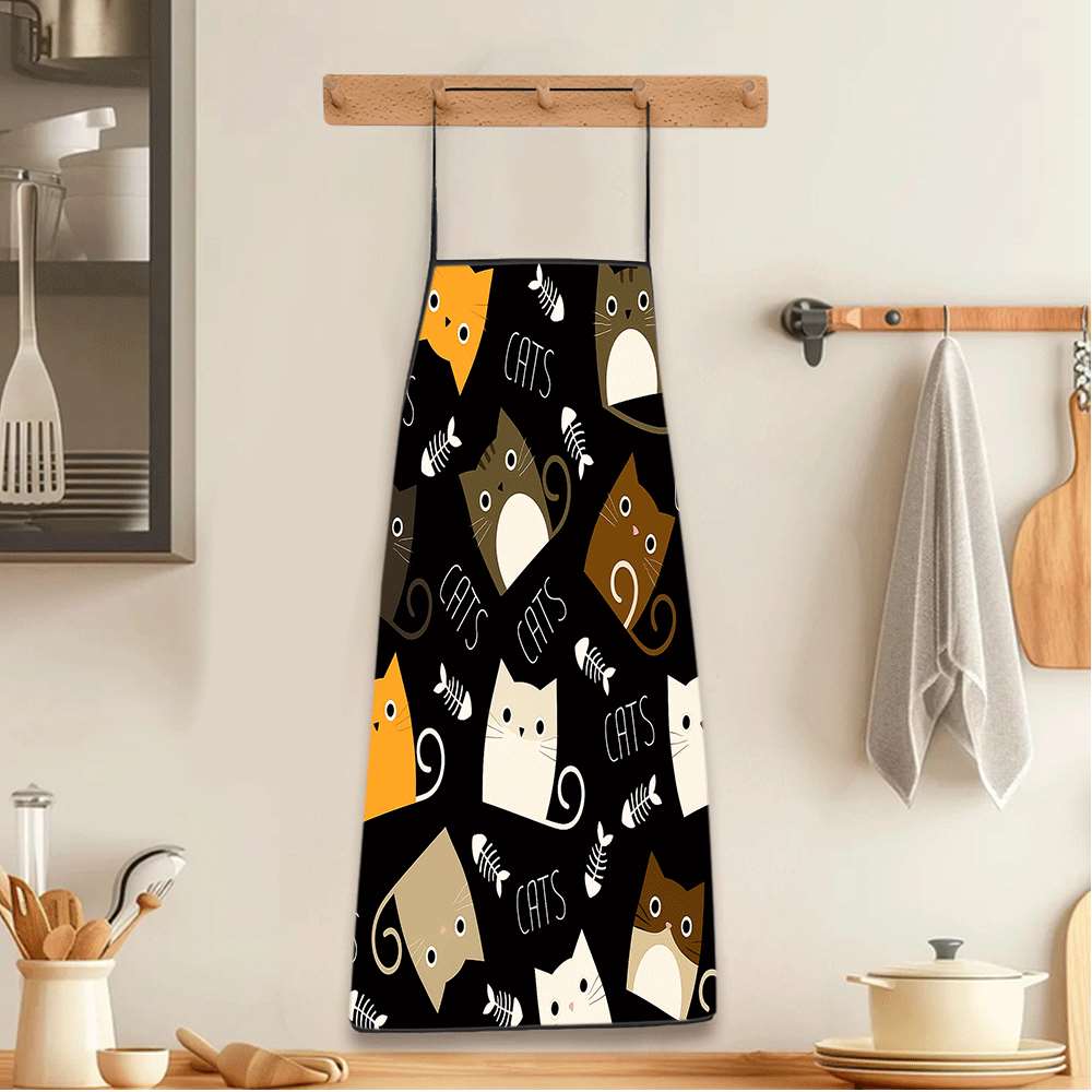재미있는 만화 테마 앞치마 1개, 귀여운 고양이와 생선 - Home Cooking For Cats 리뷰 및 가격