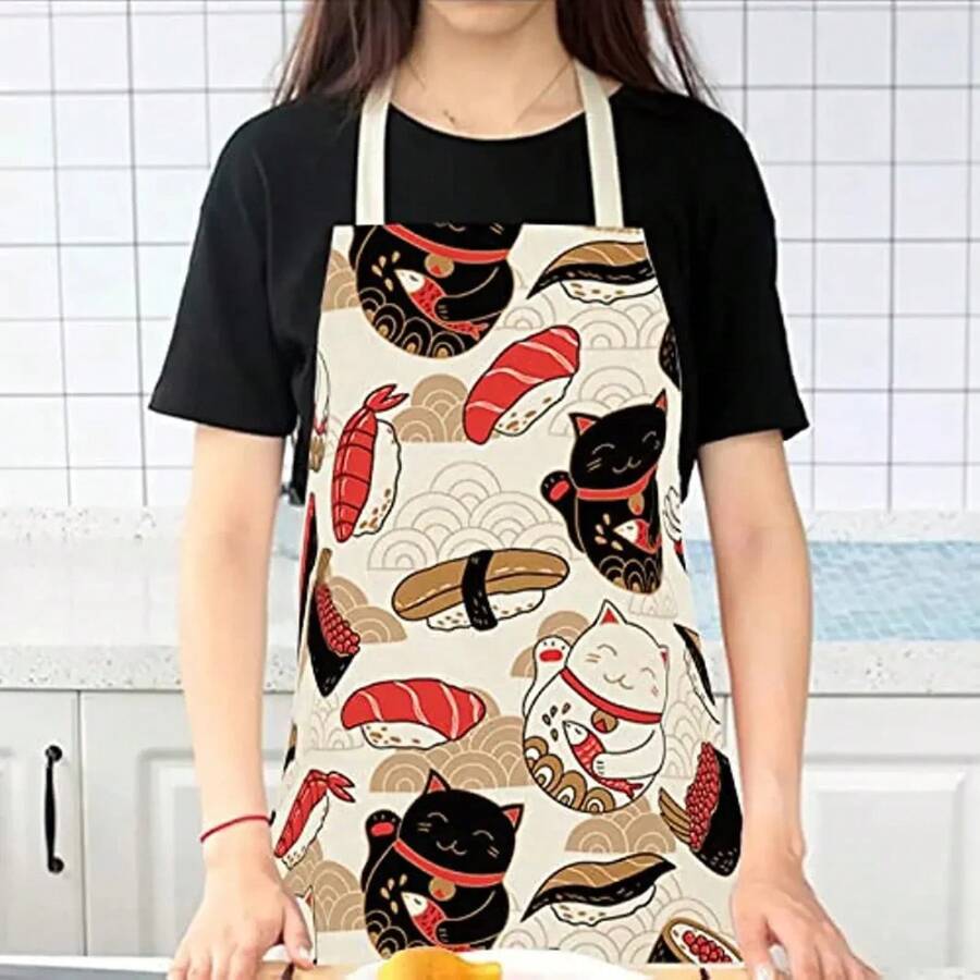귀여운 다채로운 고양이 패턴 주방 앞치마 만화 고양이  - Home Cooking For Cats 리뷰 및 가격