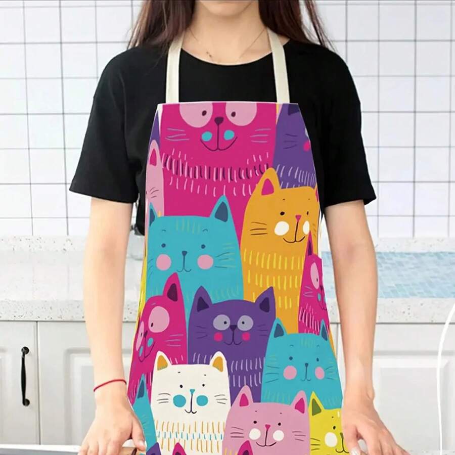 귀여운 다채로운 고양이 패턴 주방 앞치마 만화 고양이  - Home Cooking For Cats 리뷰 및 가격