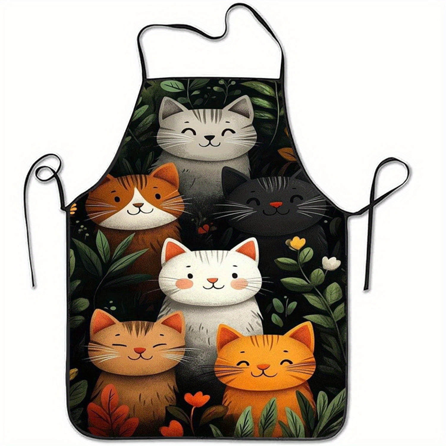 귀여운 만화 고양이 프린트 폴리에스터 앞치마, 생동감  - Home Cooking For Cats 리뷰 및 가격