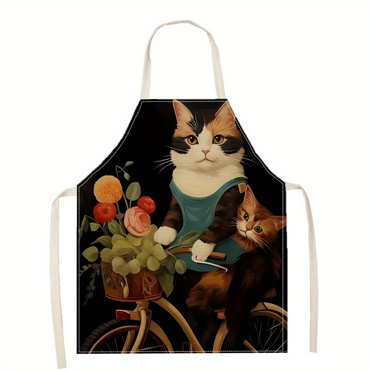 린넨 앞치마 재미있는 고양이 선글라스 프린트 주방 요리 - Home Cooking For Cats 리뷰 및 가격